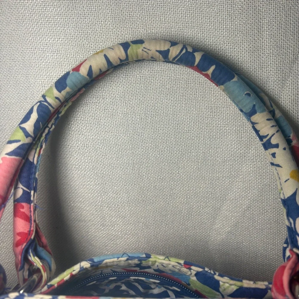 Vera Bradley Summer Cottage Floral Quilted‎ Cotton Satchel Handbag Blue Red Pink